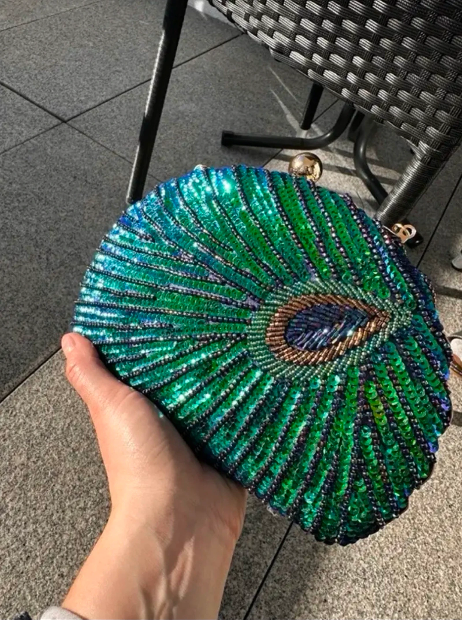 Sac à main motif paon 